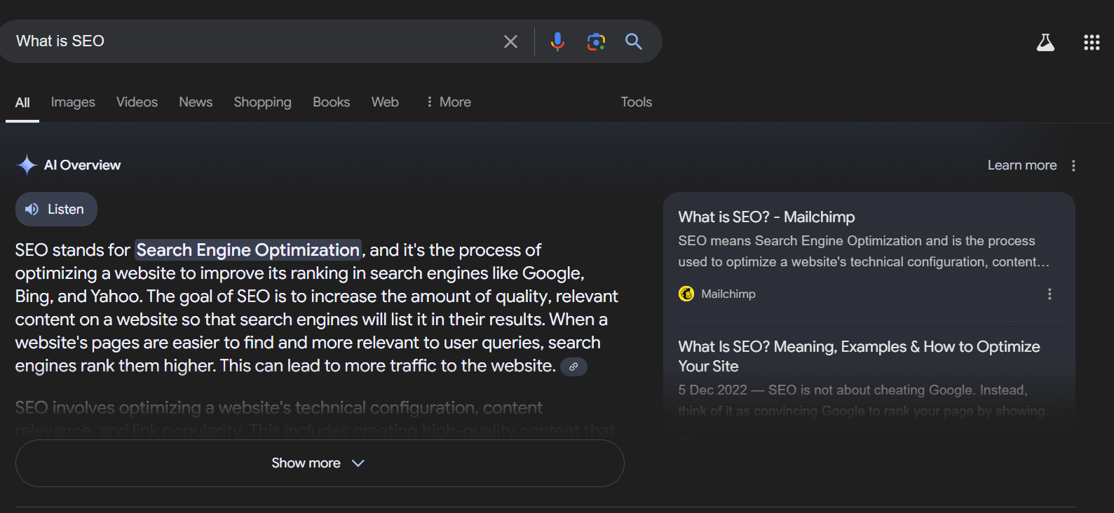 Generative ai and ai based search in SEO